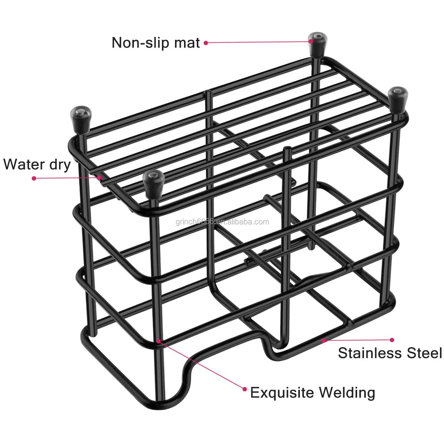 2020 Black Toothbrush Holder, Small Stainless Steel Toothpaste Holder Bathroom Accessories Organizer