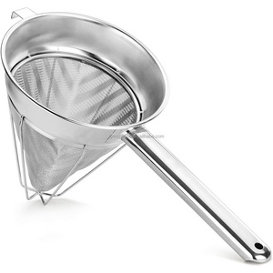 Stainless Steel Reinforced Bouillon Strainer 18/8 Stainless Steel Chinois Fine-Mesh Sieve Stainless Steel Chinois Strainer Set