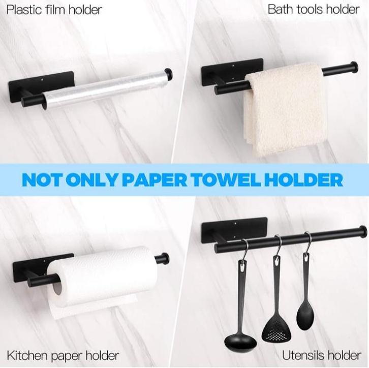 Self Adhesive Towel Bar Stainless Steel Self Adhesive Towel Racks Wall Mount Paper Towel Holder For Kitchen