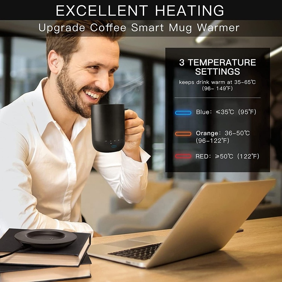 Vacuum Insulation Smart Temperature Control Smart Mug Warmer 14 oz 4-Hr Battery Life App Controlled Self Heated Coffee Mug