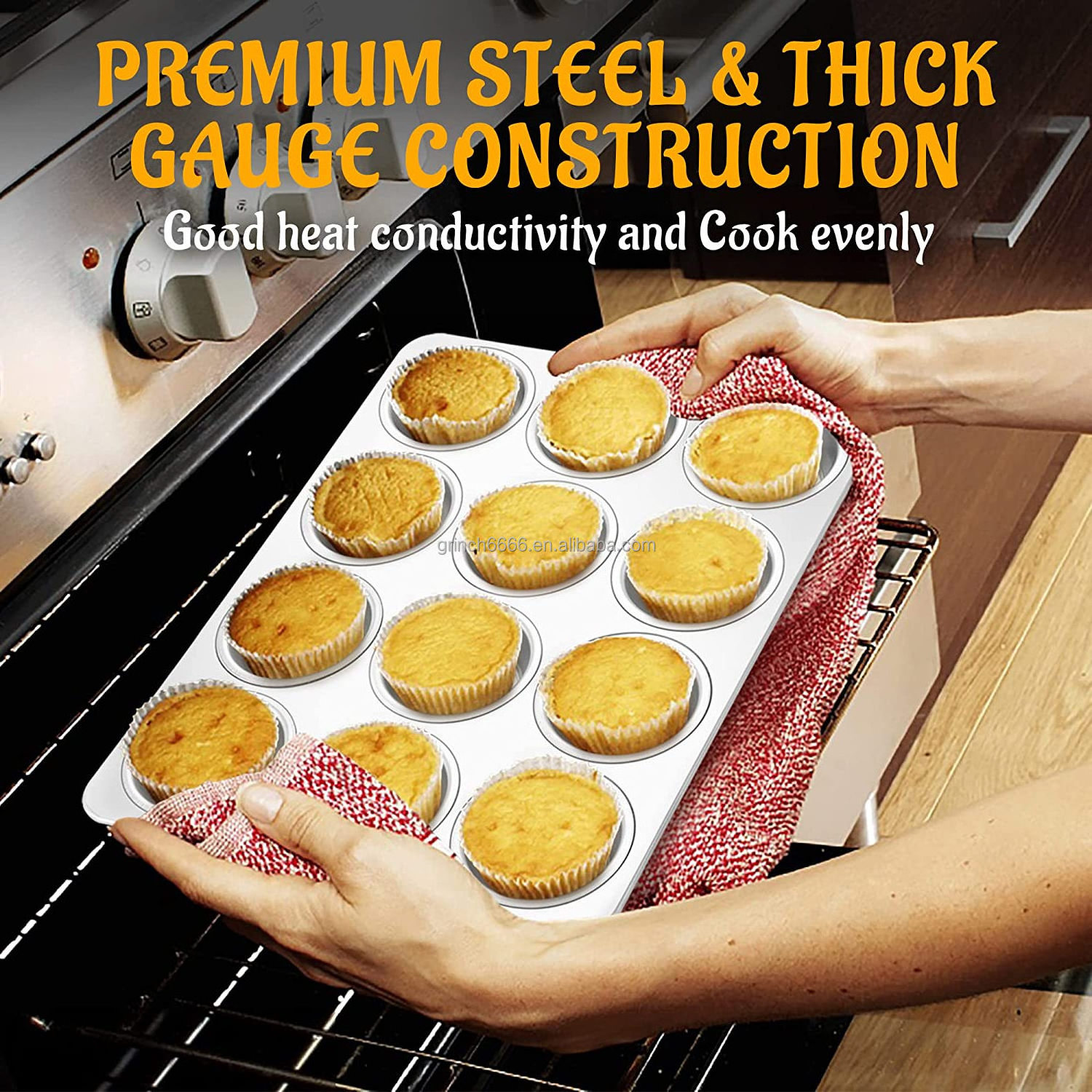 Stainless Steel Muffin Pan 12-Cup Stainless Steel Cupcake Pan Metal Muffin Baking Tins for Oven