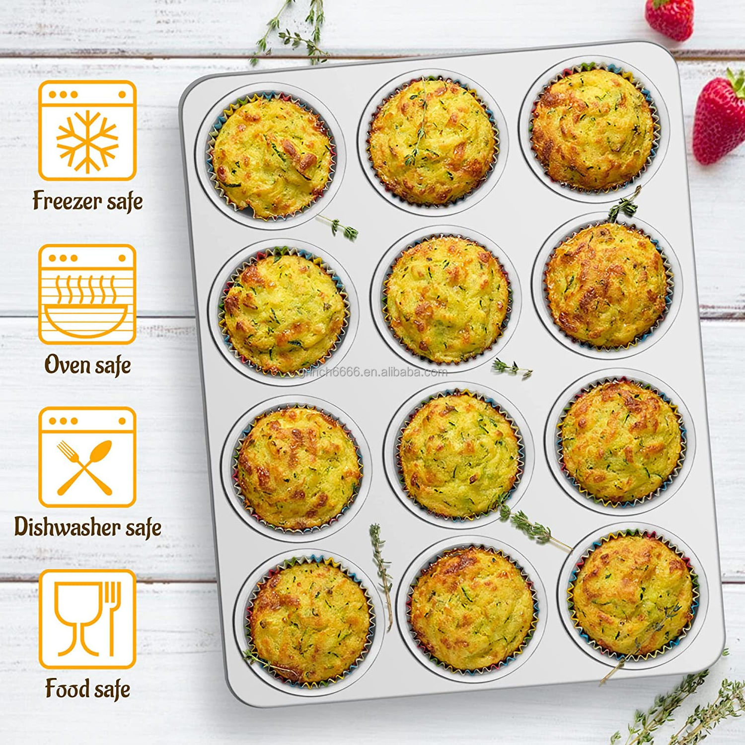 Stainless Steel Muffin Pan 12-Cup Stainless Steel Cupcake Pan Metal Muffin Baking Tins for Oven