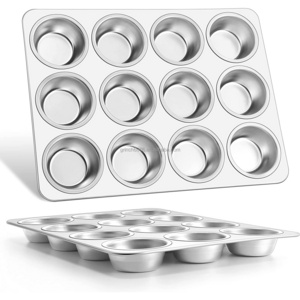 Stainless Steel Muffin Pan 12-Cup Stainless Steel Cupcake Pan Metal Muffin Baking Tins for Oven