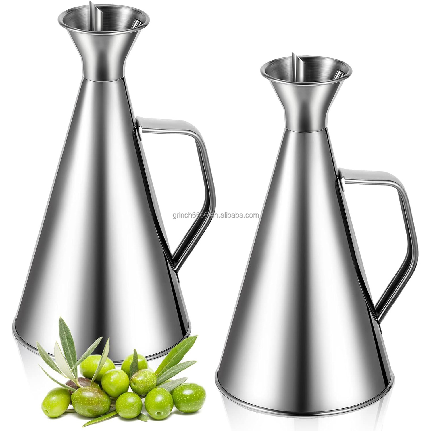 Stainless Steel Oil Dispenser Bottle Olive Oil Can Dispenser 500ml Conical Vinegar Cruet Pourer Kitchen Oil Cruet with Spout