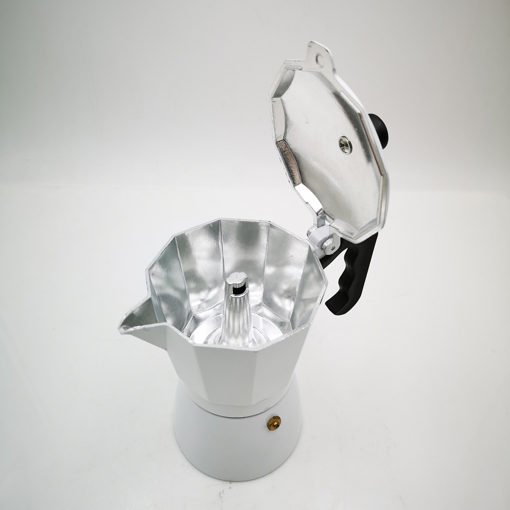 2024 Professional Manufacture Stovetop travel Moka Pot White Espresso Coffee Maker portable Stovetop Espresso Maker