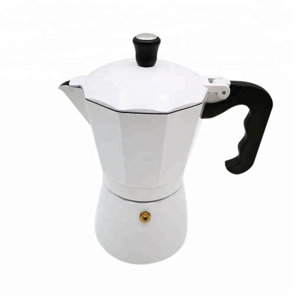 2024 Professional Manufacture Stovetop travel Moka Pot White Espresso Coffee Maker portable Stovetop Espresso Maker