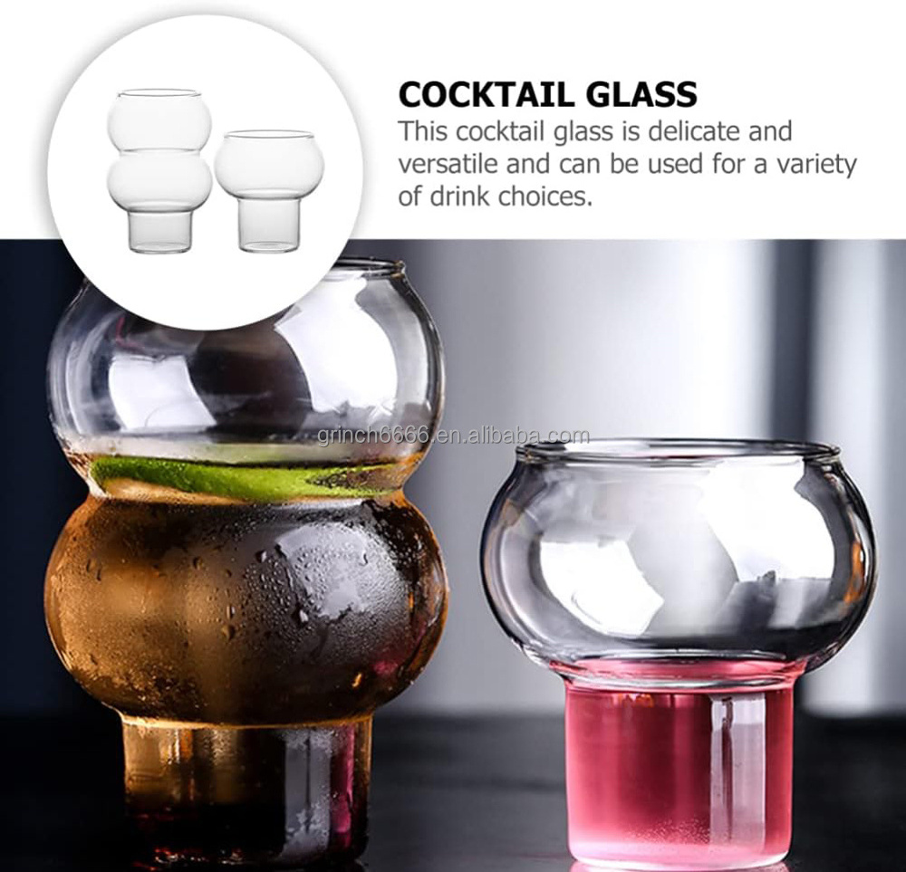 Creative Balloon Shaped Margarita Cocktail Glasses Footed Glass Dessert Cup Clear Bubble Glass Dessert Cups