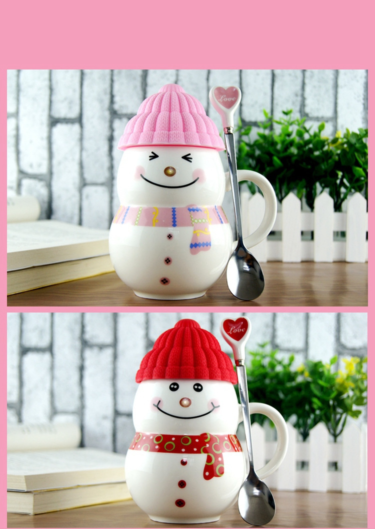 330ml Snowman Mugs Creative Christmas Gifts Coffee Milk Cups Ceramic Tea Cup for  Birthday Gift Mug with Spoon