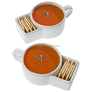 Soup and Cracker Ceramic mug coffee mug with cookie holder Soup and Cracker Mug or Cereal Bowl Set