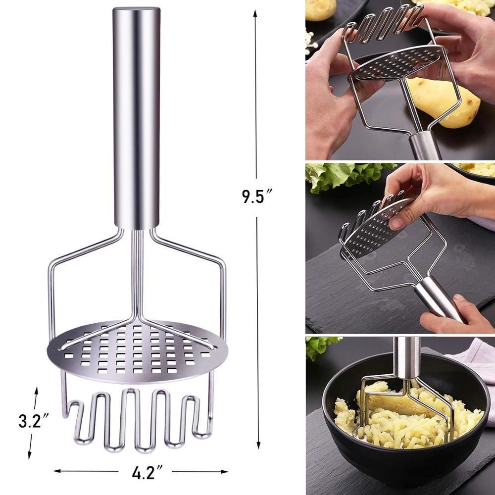 Potato Masher Stainless Steel,Dual-Press Premium Heavy Masher and Ricer Hand Tool,Perfect for Mashing Baby Food