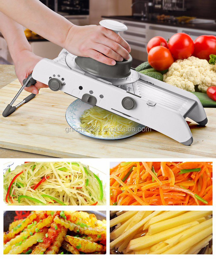 Safe Hands Interchangeable Blade Adjustable Mandolin Slicer,304 Stainless steel slicer mini mandoline slicer