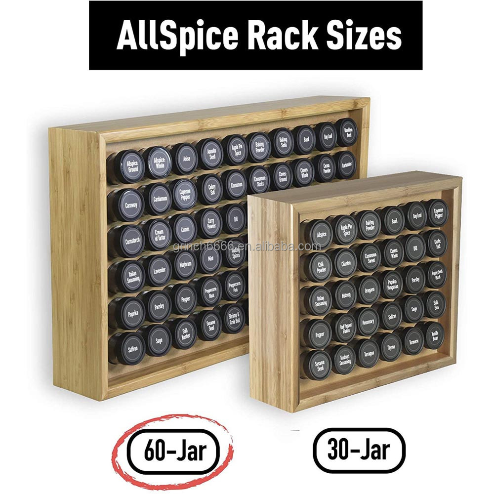 2021 Wall Mounted 6-tier Bamboo Spice Storage Shelf Bottle Jar Display Cube Spice Rack Holder Organizer