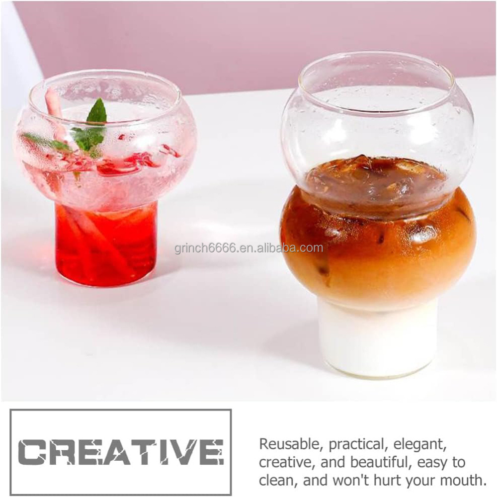 Creative Balloon Shaped Margarita Cocktail Glasses Footed Glass Dessert Cup Clear Bubble Glass Dessert Cups