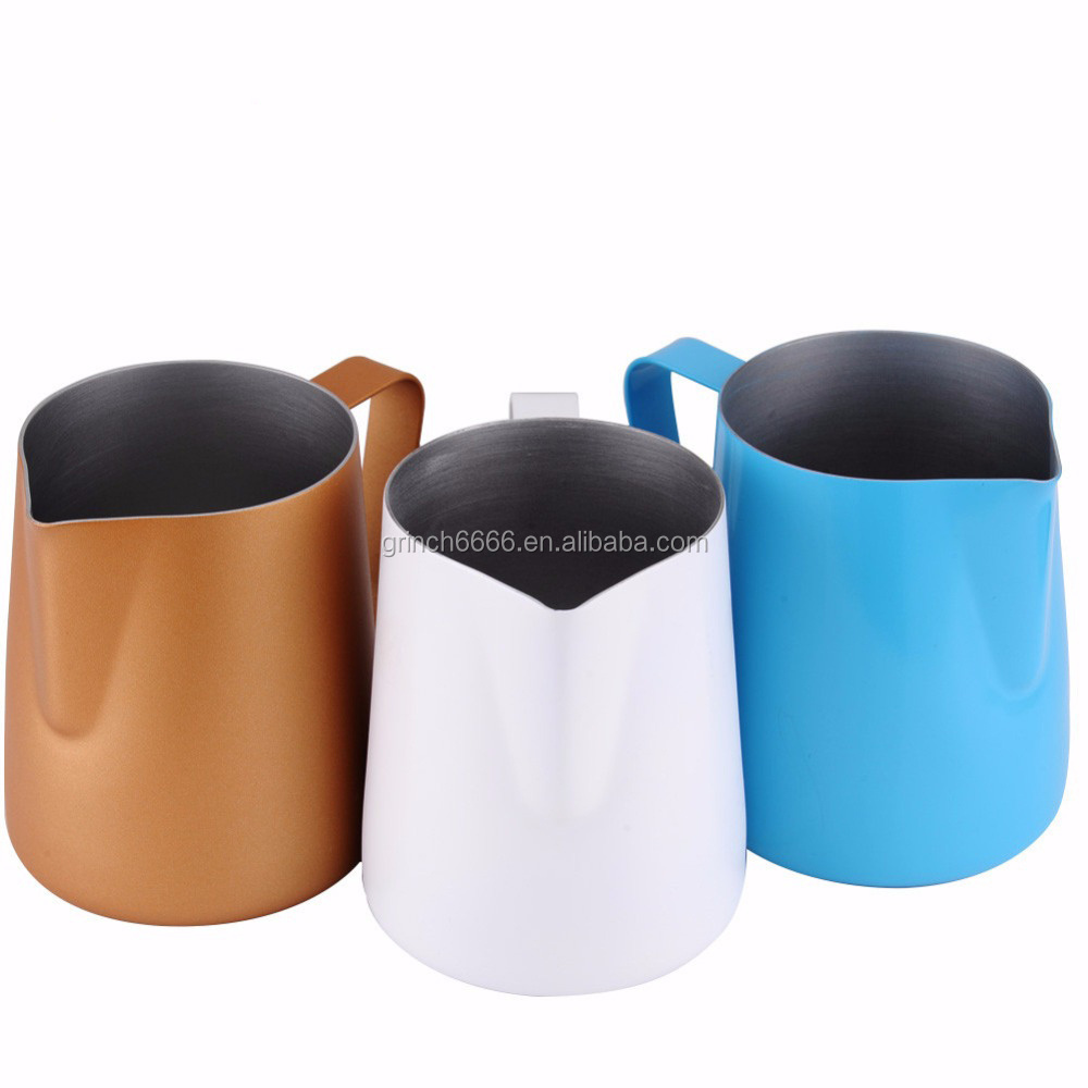 New Design 304 Stainless Steel Pointed Nip Milk Pot Coffee Latte Foam Cup Pitcher Flared Scale Garland Cup