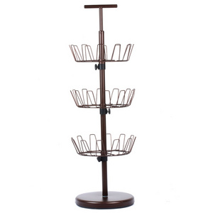 2024 3 Tier 360 Rotating Shoe Organizer Rack Shoe Tree Holds 18 Pairs Bronze Metal Shoe Storage Rack for Home and Kids