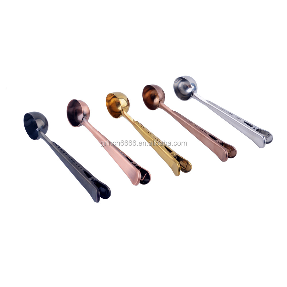 High quality coloful coffee spoon stainless steel spoon with bag clip  / fashionable coffee tea spoon