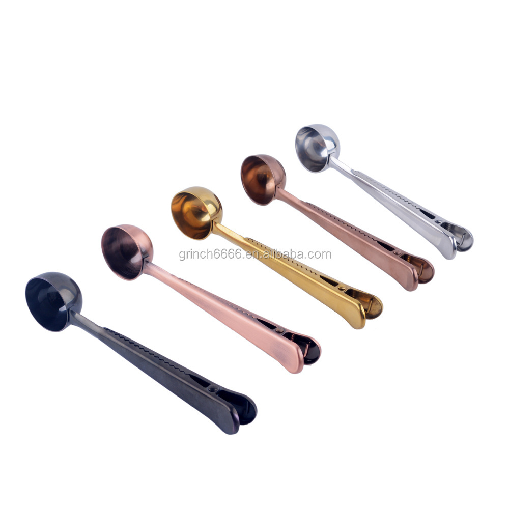 High quality coloful coffee spoon stainless steel spoon with bag clip  / fashionable coffee tea spoon