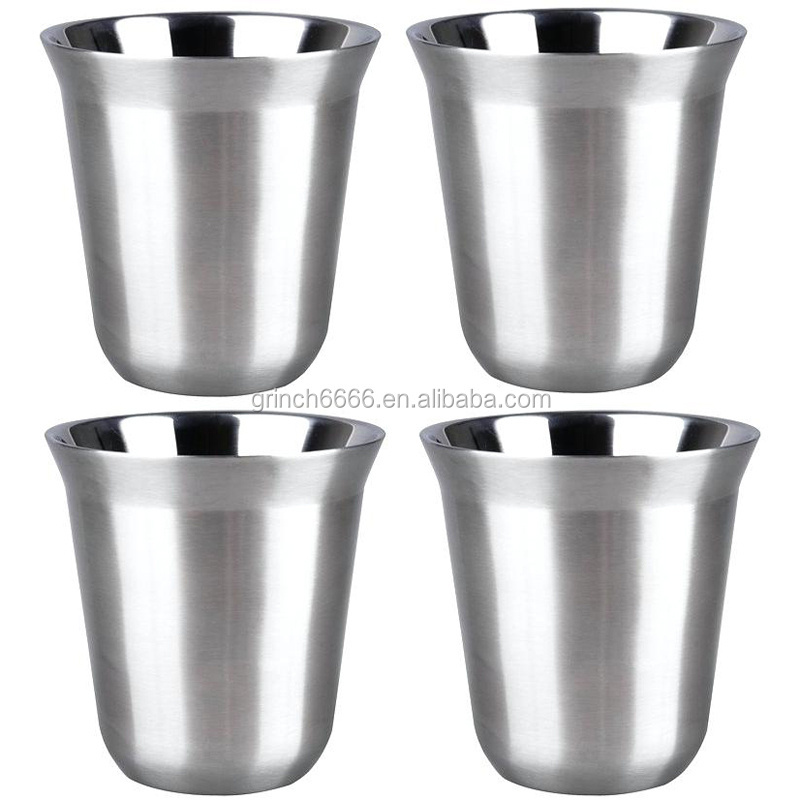 Espresso Cups Shooters Double-Wall Stainless Steel Metal Espresso Coffee Cups