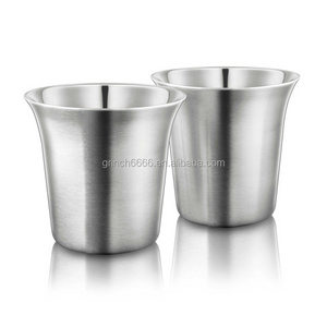 Espresso Cups Shooters Double-Wall Stainless Steel Metal Espresso Coffee Cups