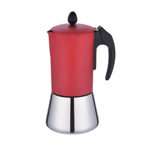 2024 New Coffee Gadgets Red Moka Coffee Pot Stainless Steel 6-Cup Stovetop Espresso Maker Pots