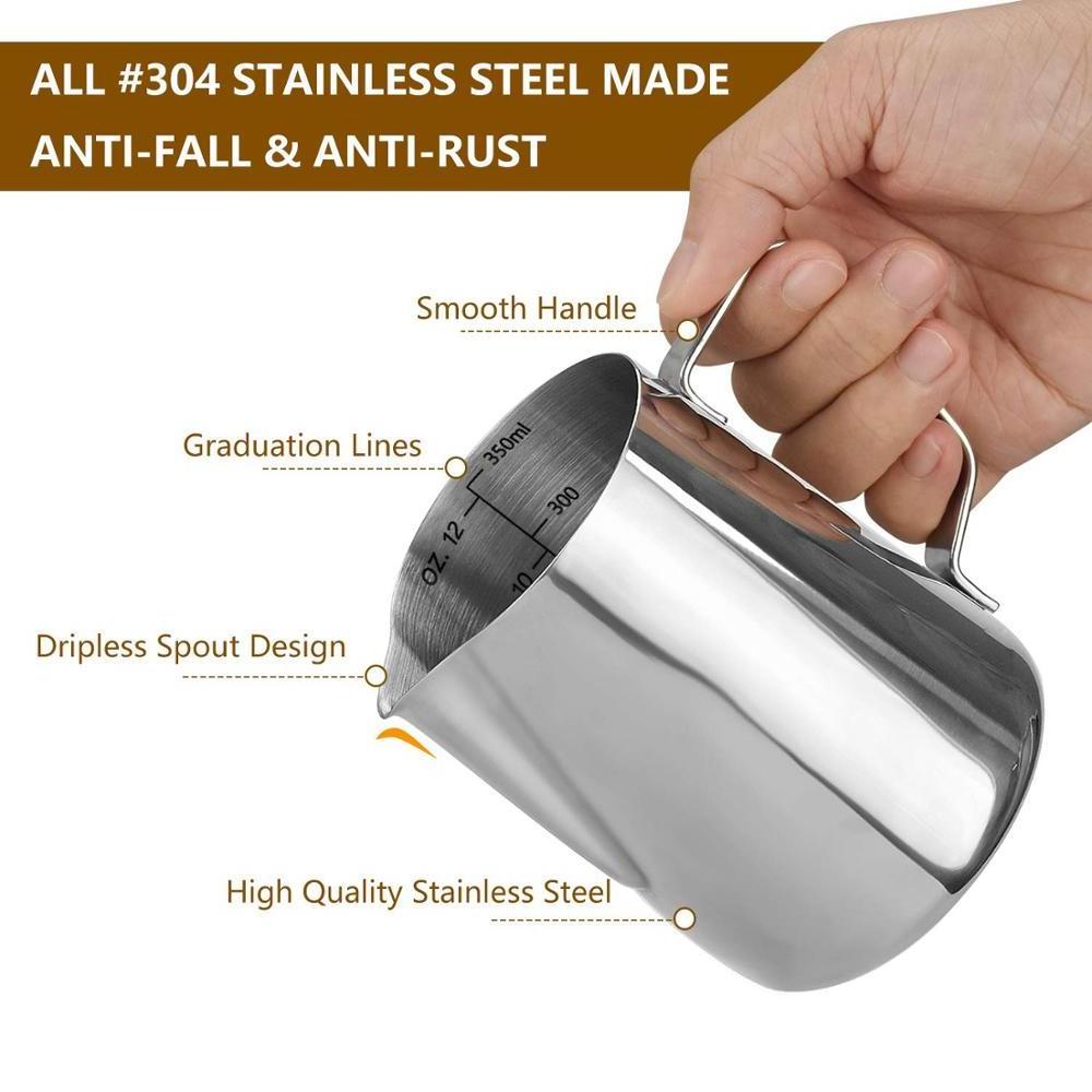 350ml 304 Stainless Steel Milk Pitcher, Milk Frothing Jug for Making Coffee Cappuccino