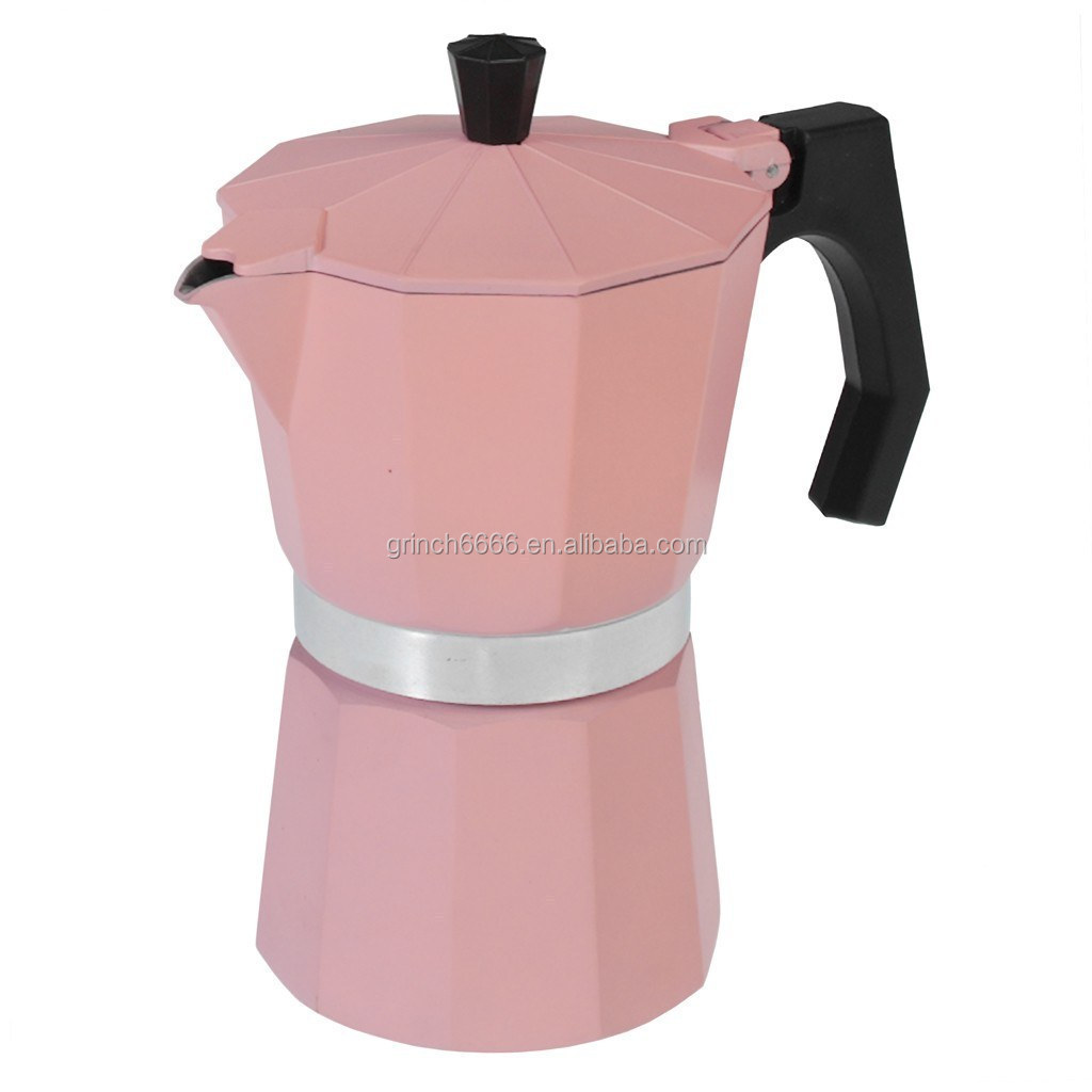 1 3 6 9 12 Cup Pink Classic Stovetop Moka Coffee Maker Italian Top Moka Espresso Cafetera Expresso Percolator Cafe Coffee Pot