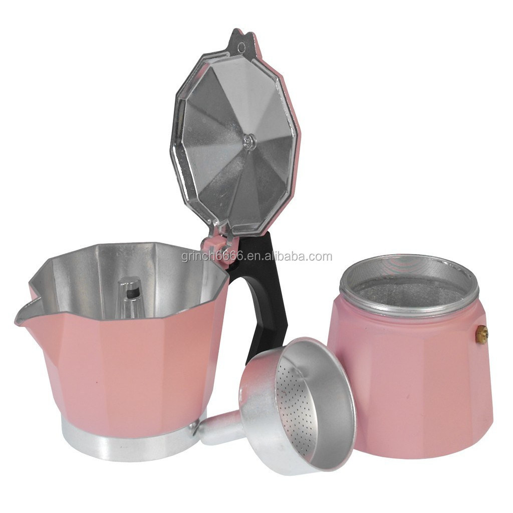 1 3 6 9 12 Cup Pink Classic Stovetop Moka Coffee Maker Italian Top Moka Espresso Cafetera Expresso Percolator Cafe Coffee Pot