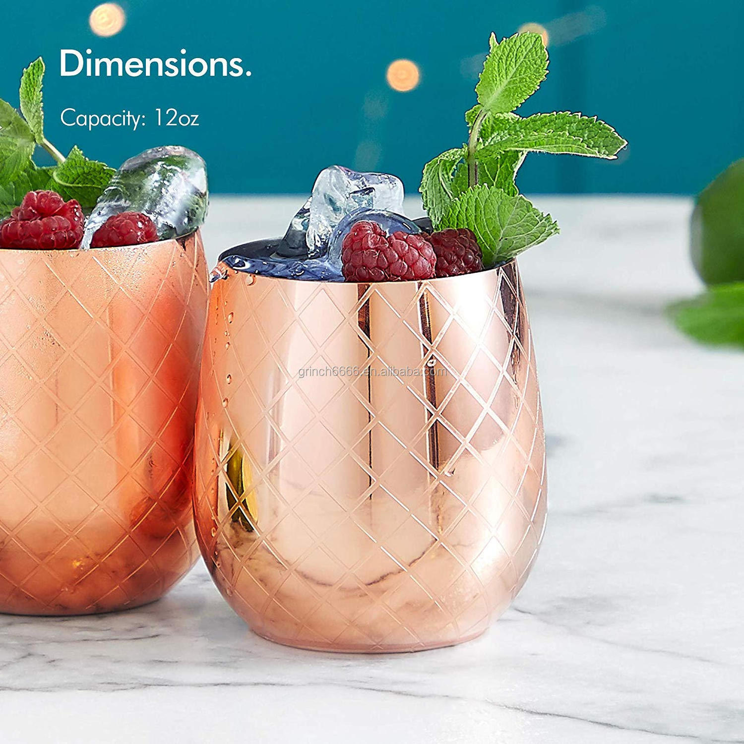 Etched Copper Stemless Wine Glasses Stainless Steel Tumblers, 12oz Cups Set of 4 Wine Drinks Tumbler