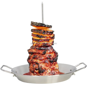 2024 BBQ Vertical Skewer Rack 3 Spikes & Removable Plate Food-Safe Stainless Steel Barbecue Spit Grilling Accessories