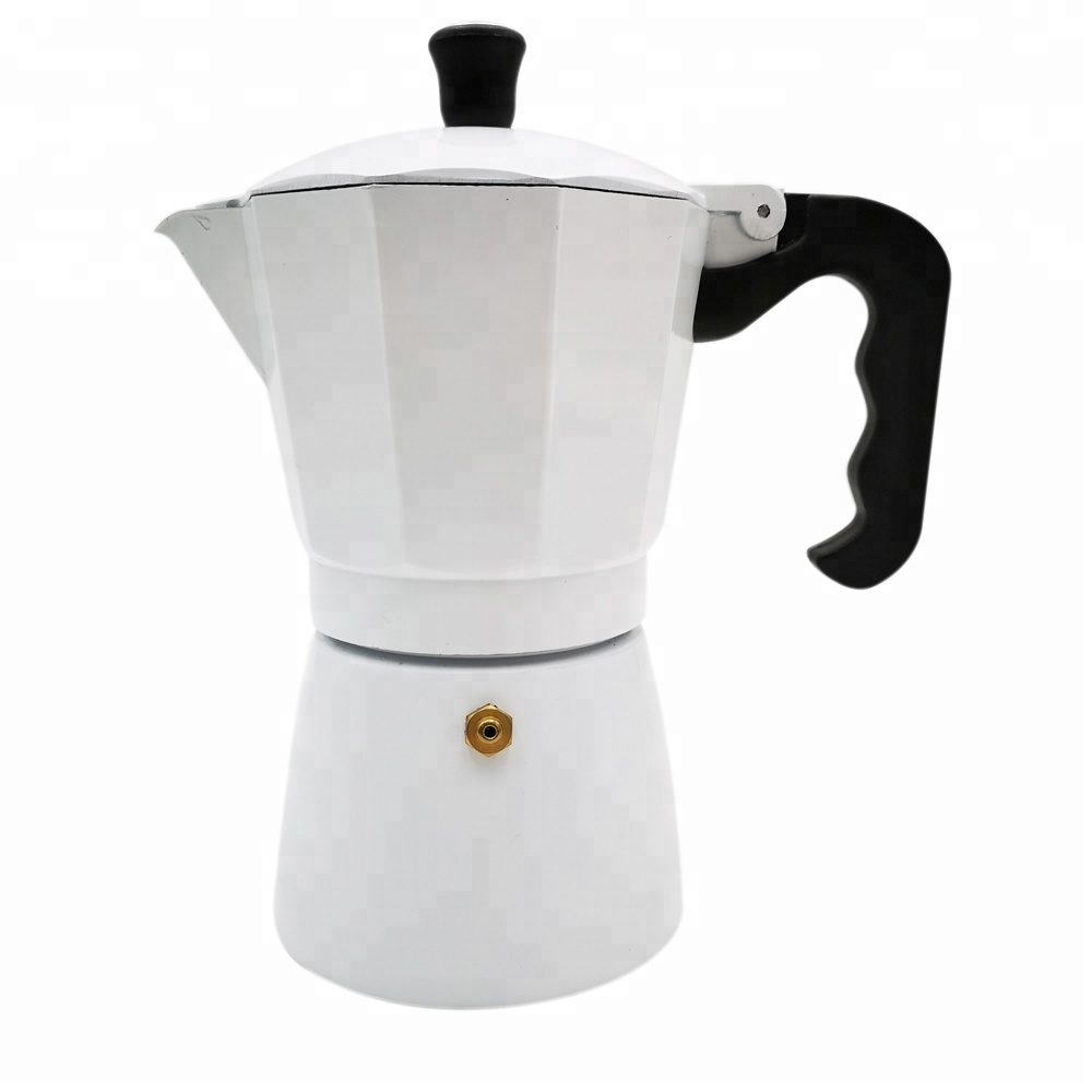 2024 Professional Manufacture Stovetop travel Moka Pot White Espresso Coffee Maker portable Stovetop Espresso Maker