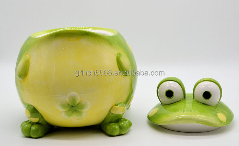 Ceramic Frog Cookie Jar Modern Gift White Ceramic Cookie Storage Jar Animal Statue Table Home Decoration