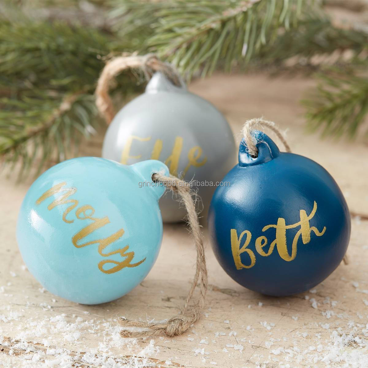 white ceramic baubles unglazed ceramic christmas baubles with Jute  Christmas tree decorations