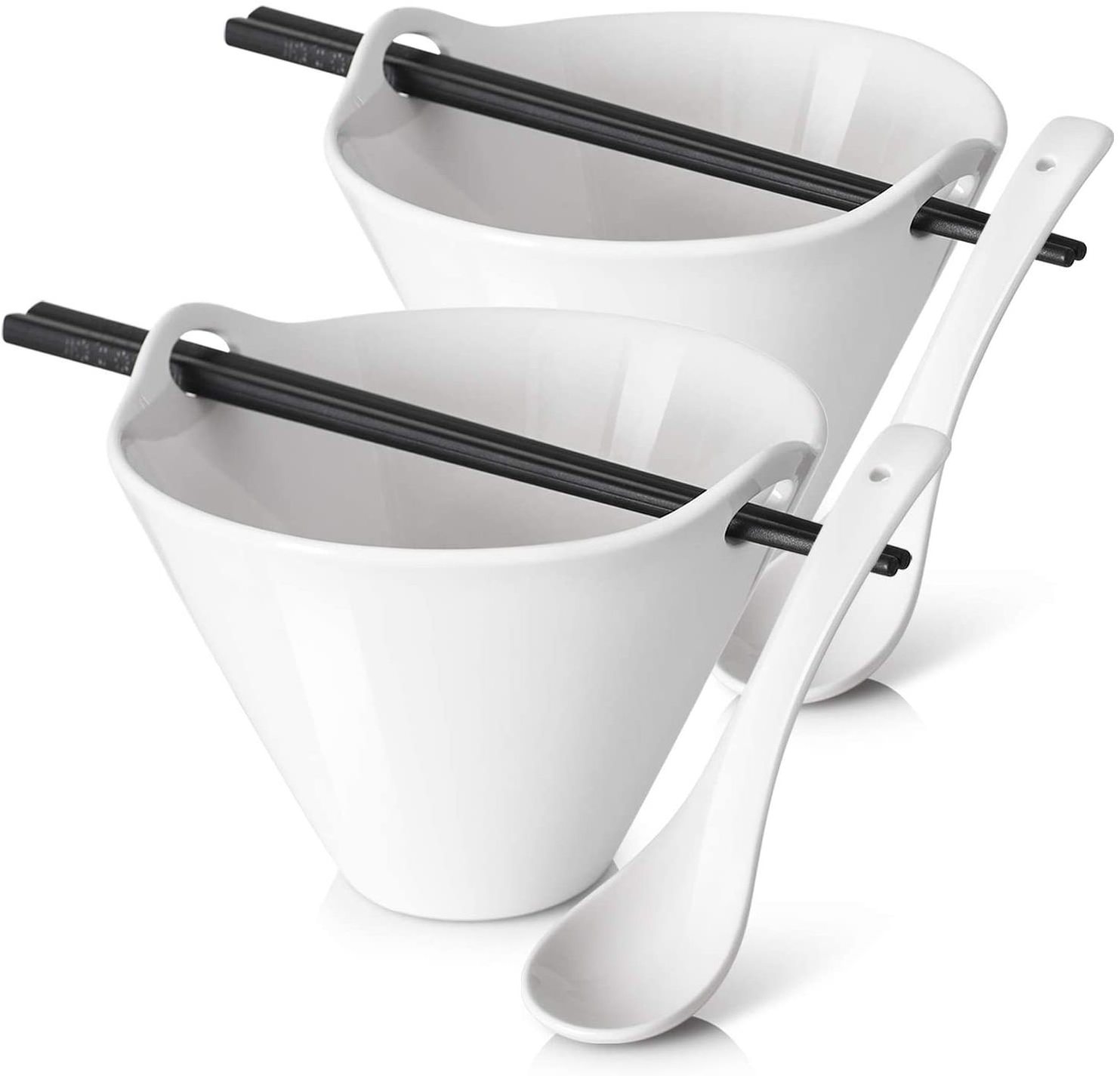 20 oz Deep Pho Bowl Ramen Bowls with Chopsticks and Spoons Set Japanese Ramen Noodle Bowl with Chopsticks and Spoons