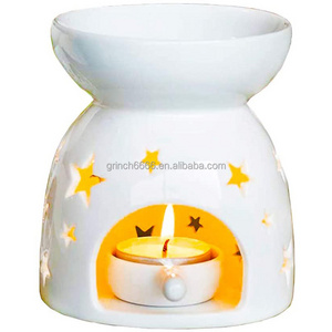 Wax Melt Essential Oil Burner Ceramic White Star Pattern Ceramic Aroma Burners Assorted Wax Warmer Aromatherapy Tarts Holder