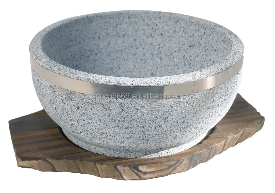 Korean Style Granite Stone Dolsot Bowls korean Haradha Stone Bowl with Stone Lid new year decor 2023