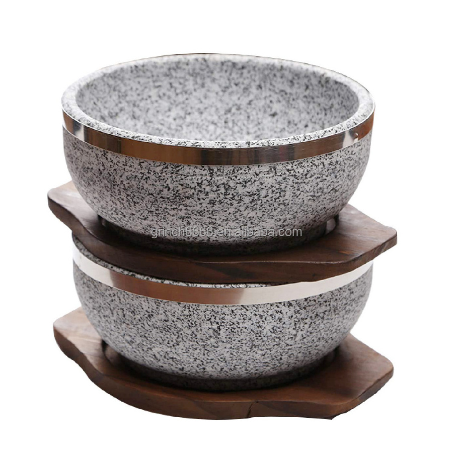 Korean Style Granite Stone Dolsot Bowls korean Haradha Stone Bowl with Stone Lid new year decor 2023