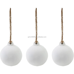 white ceramic baubles unglazed ceramic christmas baubles with Jute  Christmas tree decorations