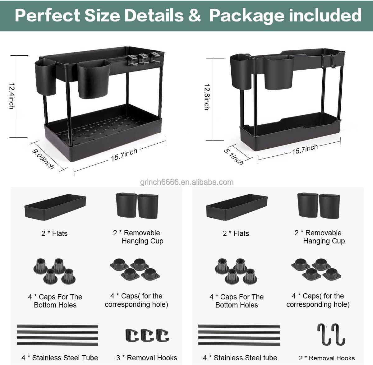 Under Sink Organizer Stackable Kitchen Sink Storage 2 Tier Bathroom Under the Sink Organizers Multi-Usage Cabinet Organizer