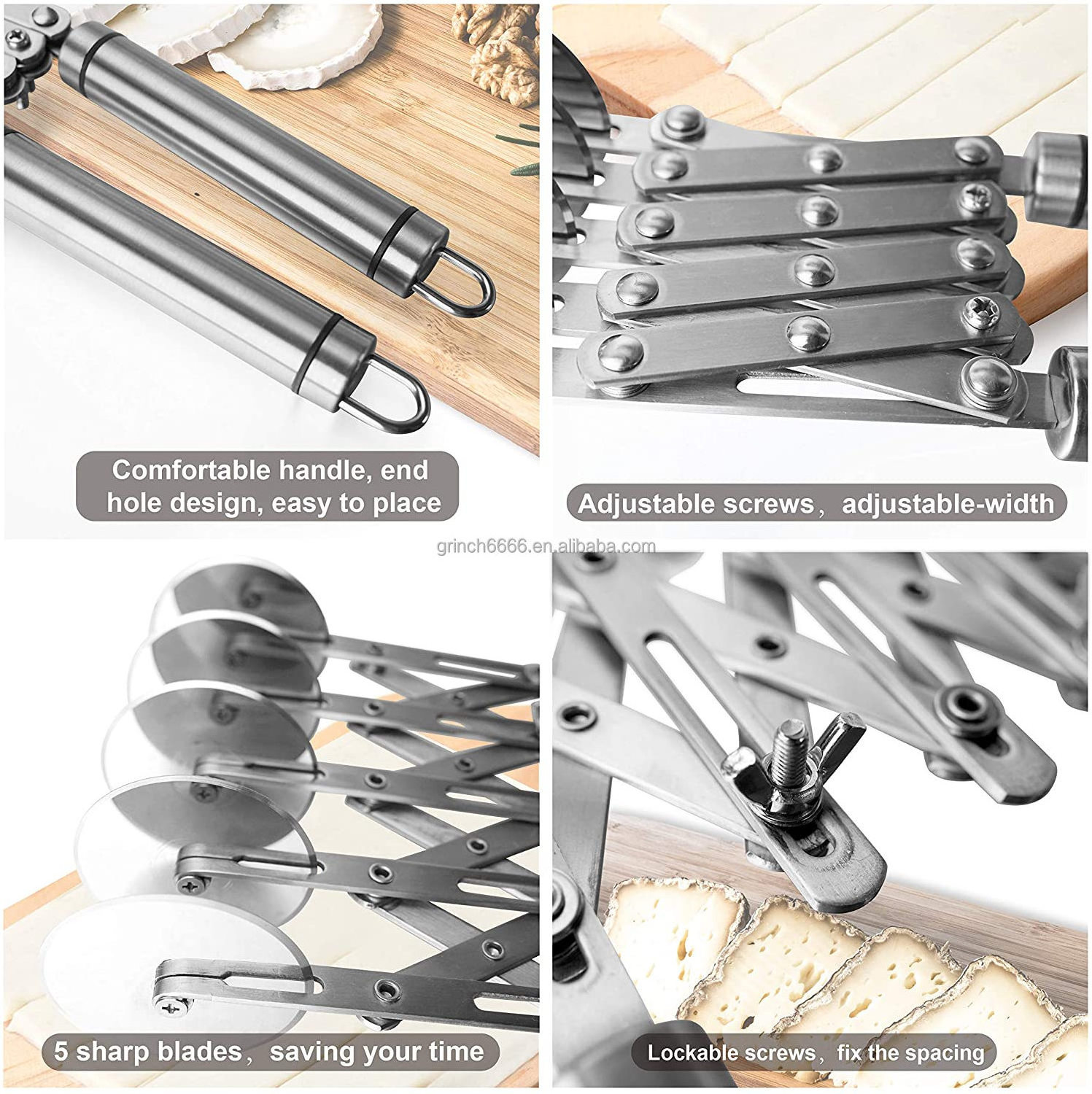 5 Wheel Dough Roller Pastry Cutter Pastry & Brownie Cutter Baking Stainless Steel Pizza Slicer Multiple Pasta Wheel Cutter Tools