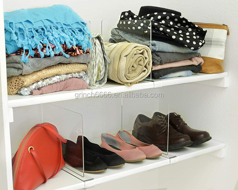 Shelf Dividers for Closets, Clear Acrylic Shelf Divider for Wood Shelves and Clothes Organizer Purses Separators