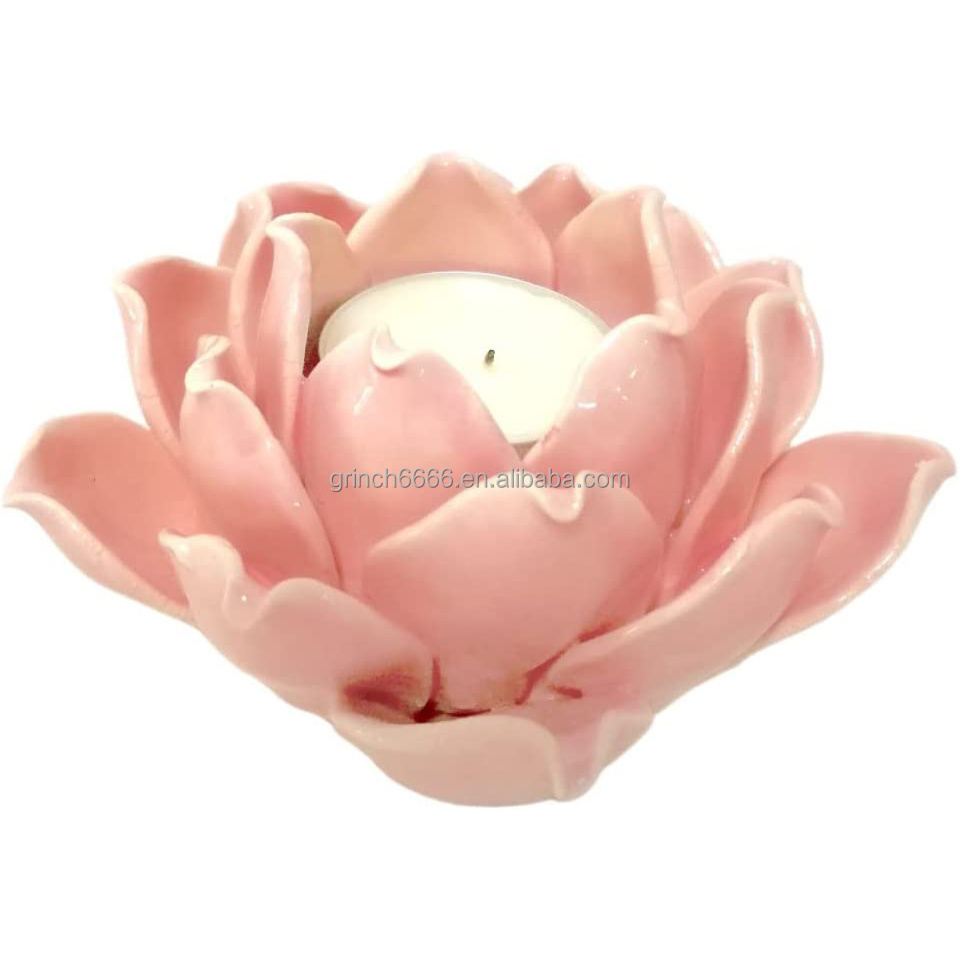 Ceramic Lotus Candle Holder Handmade Petals Style Flower Tea Lights Holder Home & Table top Decoration