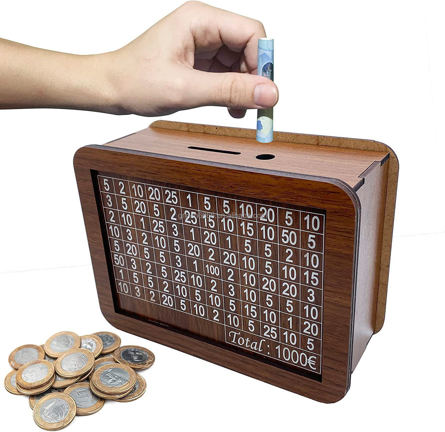 Money Box with Counter Wooden Counting Coin Bank Easily Read Display Wood Bank for Money Saving Box for Gifts