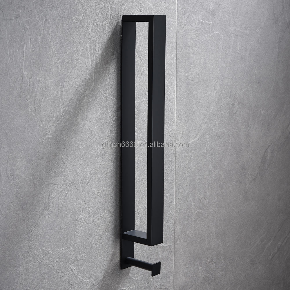 Self Adhesive Towel Racks Black Towel Rail Holders Without Drilling Bathrooms Adhesive Sticker Towel Rail Bars Organiser