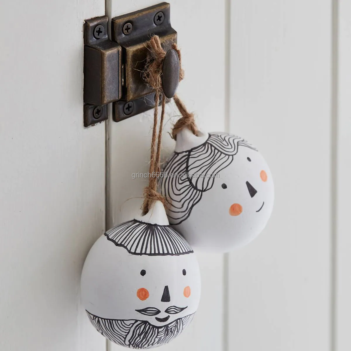 white ceramic baubles unglazed ceramic christmas baubles with Jute  Christmas tree decorations