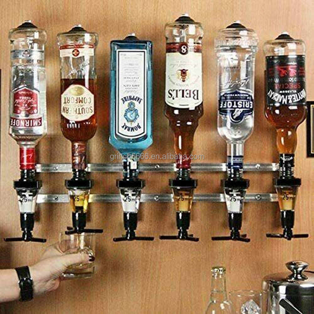 Bottle Stand Wall Mounted Pub Bar Optics Set Wine Beer Dispenser Spirit Drink Bottle Wall Bracket With 35ml Measures Dispenser