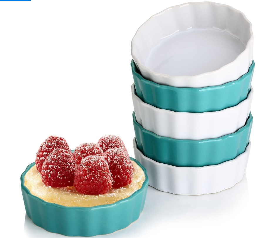 Glazed Ceramic Souffle Dishes Round Fluted Ramekins Set Ceramic Ramekins Baking Creme Brulee Souffle Dishes Dip Bowls Set