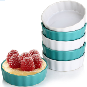 Glazed Ceramic Souffle Dishes Round Fluted Ramekins Set Ceramic Ramekins Baking Creme Brulee Souffle Dishes Dip Bowls Set