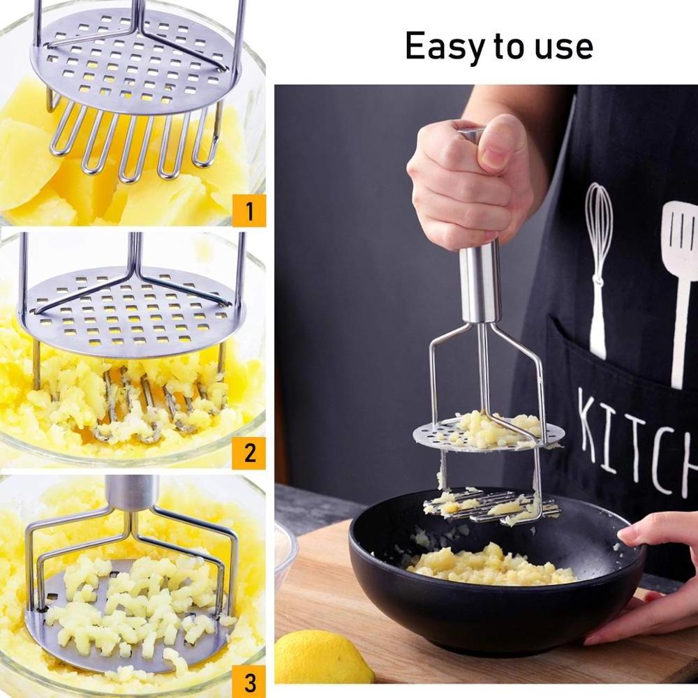 Potato Masher Stainless Steel,Dual-Press Premium Heavy Masher and Ricer Hand Tool,Perfect for Mashing Baby Food