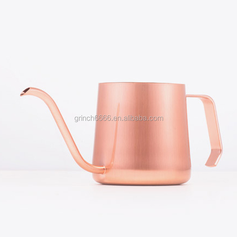 304 Stainless Steel Rose Gold Gooseneck Pot Pour Over Drip Coffee Kettle Pot Stainless Steel Kettle with gooseneck nozzle