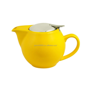 color Modern design handle ceramic white color tea pot with infuser